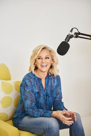 Sabina Read recording Human Cogs podcast